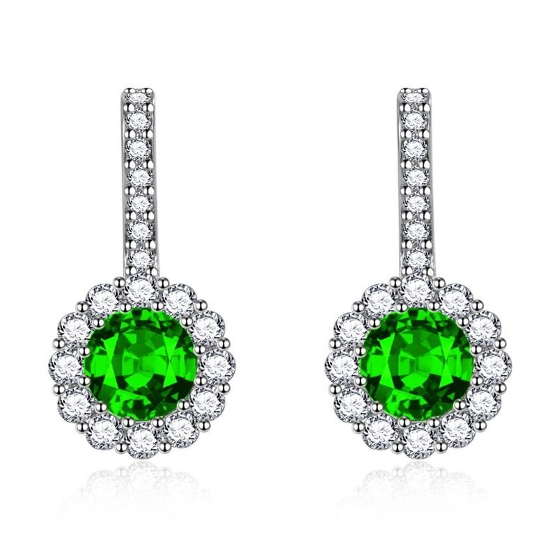 Women Fashion Multicolor Round Rhinestone Earrings