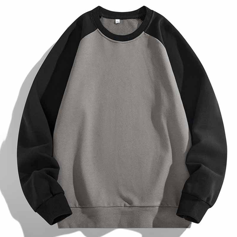 Men Fashion Casual Basic Color Matching Plus Size Long Sleeve Round Neck Sweatshirts