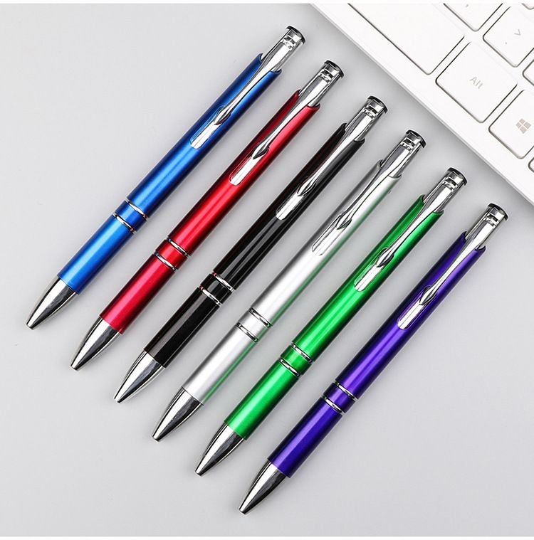 Simple Oblique Metal Pen Color Rod Spray Paint Push Aluminum Rod Double Coil Ballpoint Pen