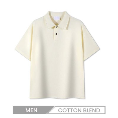 Men Fashion Short-Sleeved Solid Color Casual Simple Raglan Shoulder Sleeve Loose Polo Shirt Custom