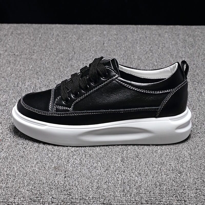 Size:4.5-8 Women Leisure Breathable Leather Upper Platform Sneakers Shoes