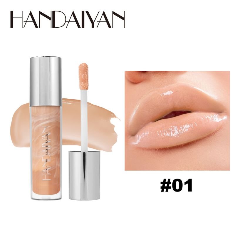 Handaiyan Women Simple Marble Mirror Moisturizing Lip Glaze