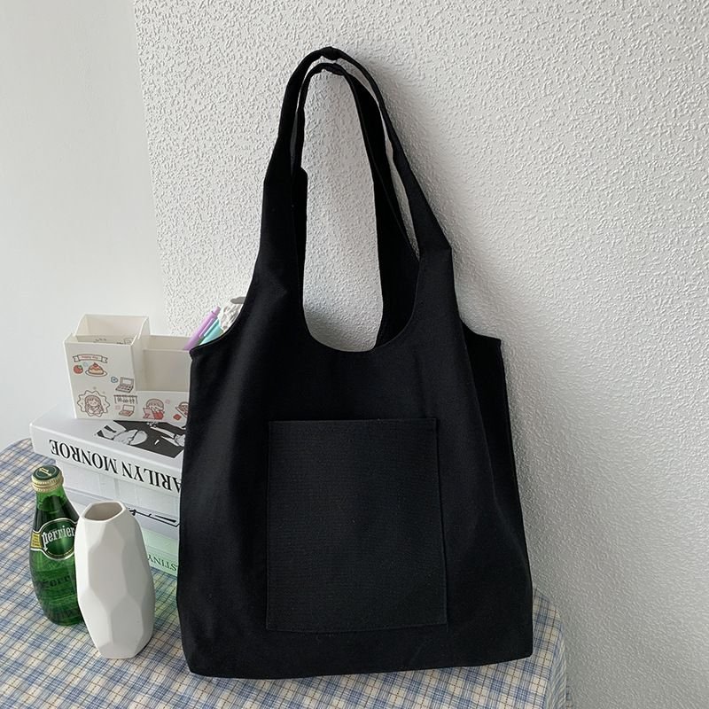 Women Fashionable Solid Color Large Capacity Canvas Tote Bag