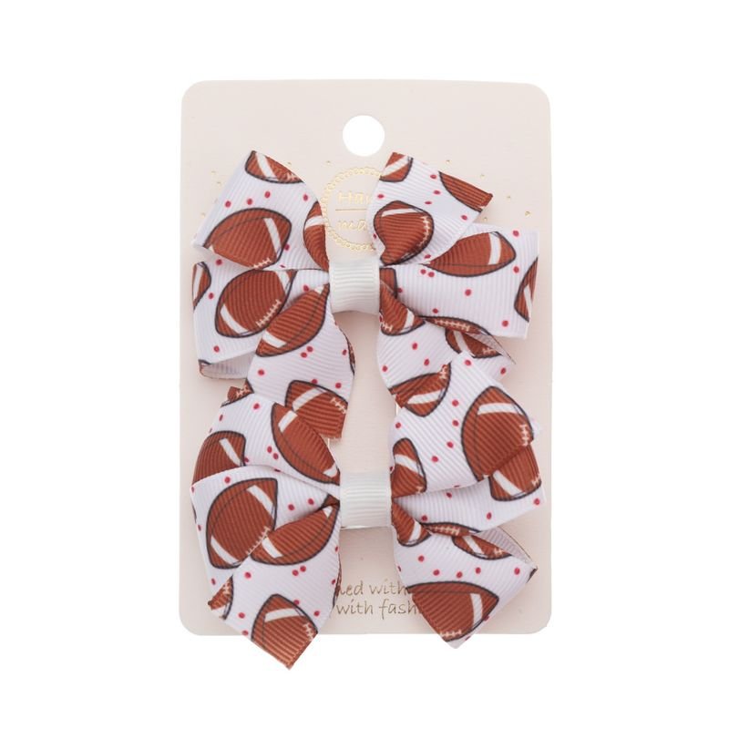 Kids Girls Cute Sweet Rugby Print Bow Hair Clip