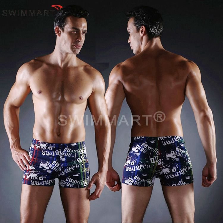 Men Casual High Elastic Printed Swimming Shorts