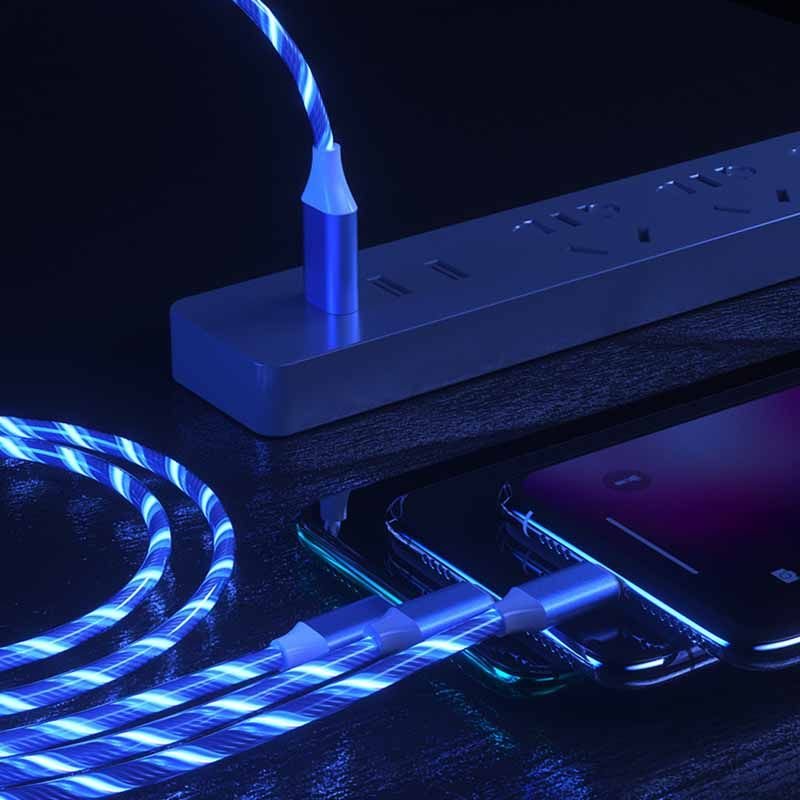 Three-In-One Multicolor Light Charging Data Line