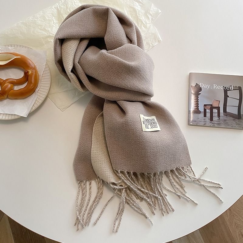 Autumn Winter Women Fashion Solid Color Double-Sided Cashmere Warm Scarf