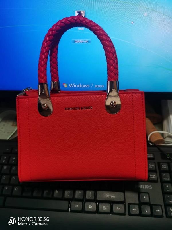 Women Fashion Simple Square Solid Color Handle Shoulder Bag