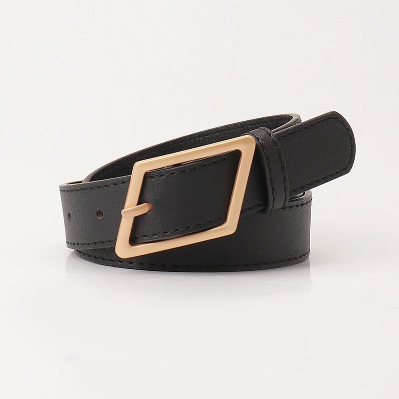 Women Fashion Solid Color Alloy Pin Buckle Belt