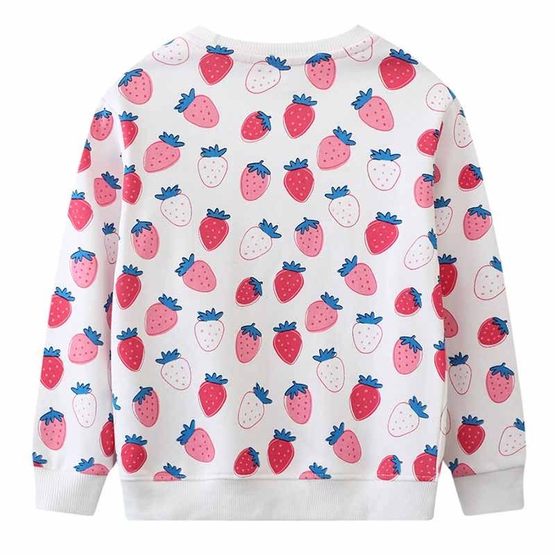 Kids Toddler Girls Casual Cute Strawberry Print Long Sleeve Round Neck Sweatshirts