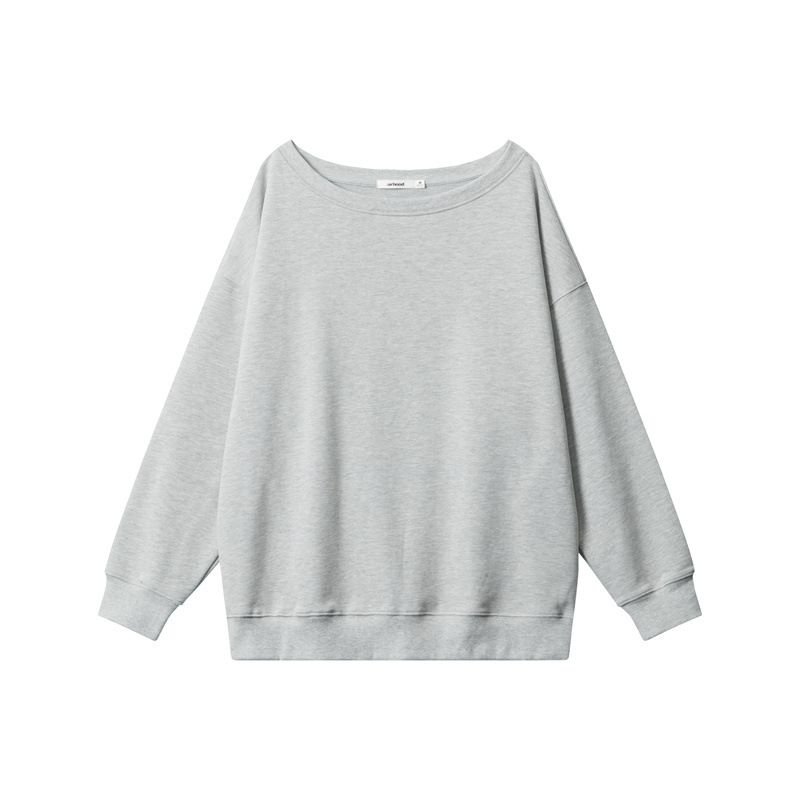 Women Casual Loose Solid Color Crewneck Long Sleeve Blank Sweatshirt