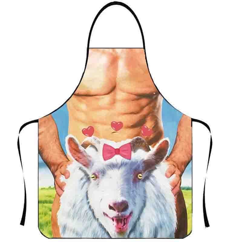 Funny Personality Creative Muscle Men Bikini Series Cartoon Couple Apron