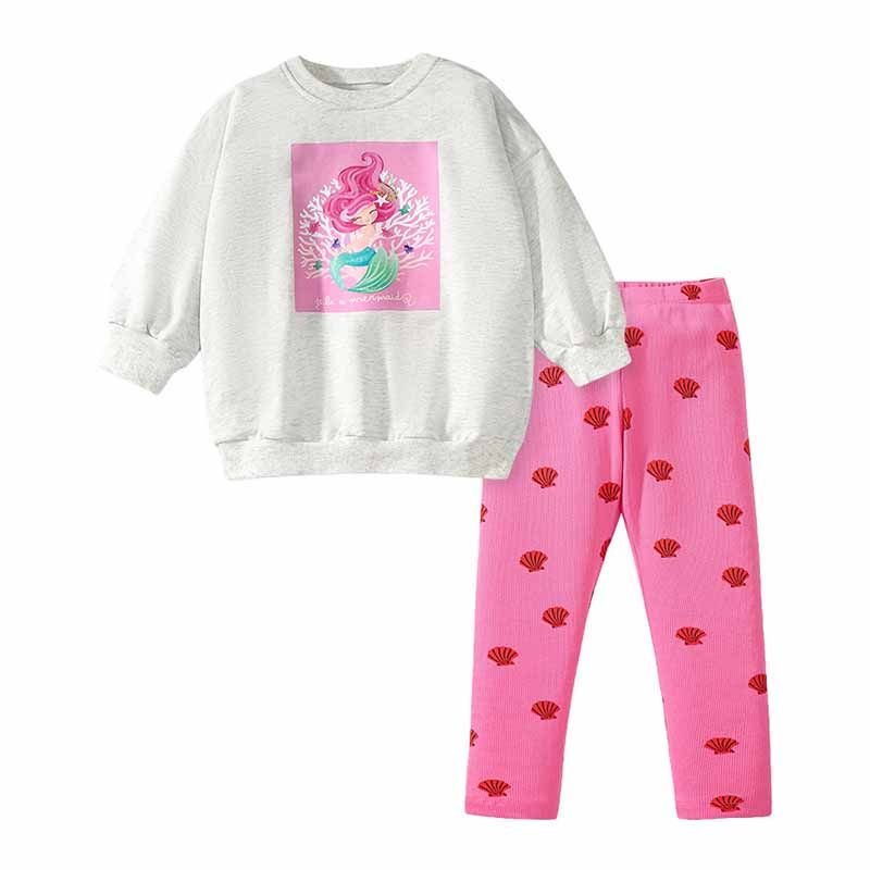 Kids Toddler Girls Casual Cute Cartoon Print Long Sleeve Sweatshirts Shell Print Pants Sets