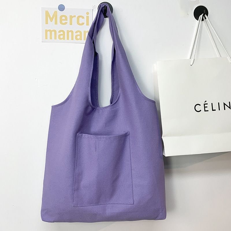 Women Fashionable Solid Color Large Capacity Canvas Tote Bag