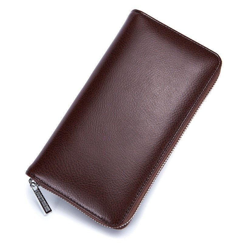 Leather Solid Color Long Zipper Magnetic Purse