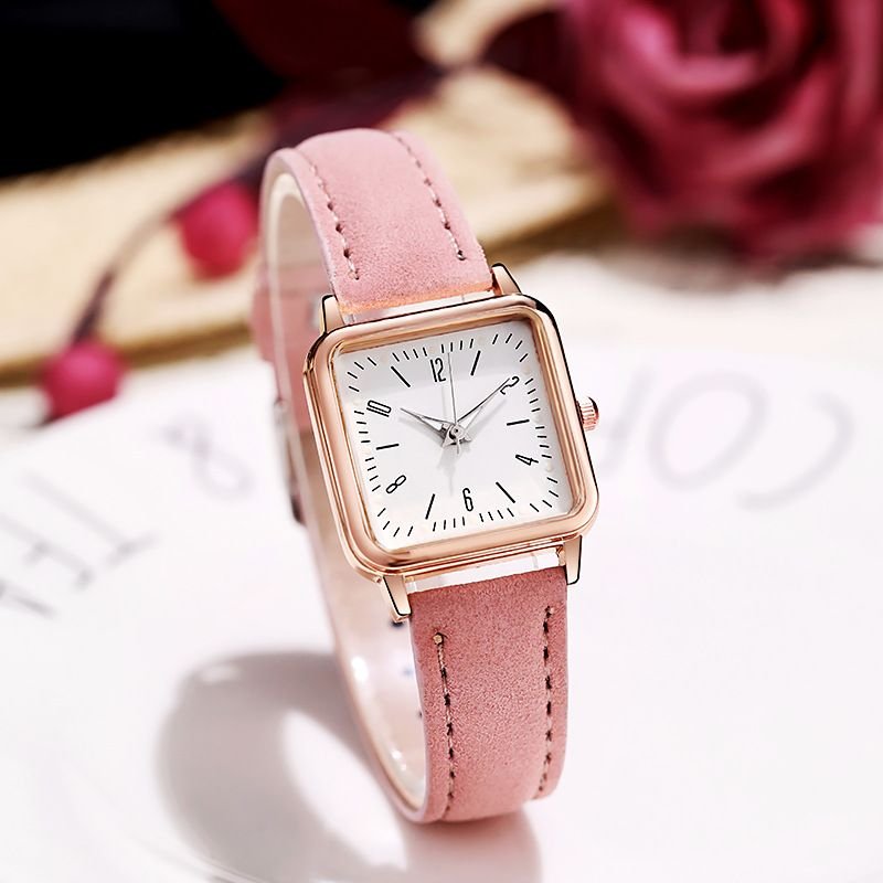 Fashion Women Fashion Luminous Girl'S Square Suede Leather Watch