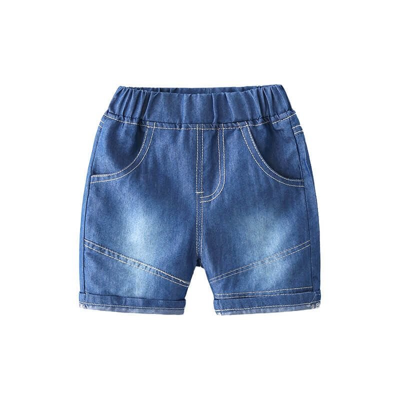 Boys Simple Elastic Design Denim Shorts