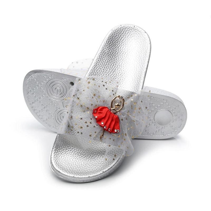 Plus Size Women Fashion Flat Dancing Girls Mesh Flat Slippers