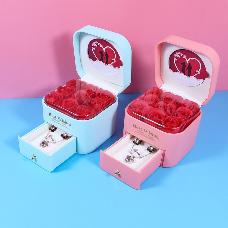 Rose Gift Box Valentine Day Jewelry Ring Lipstick Packaging Drawer Box