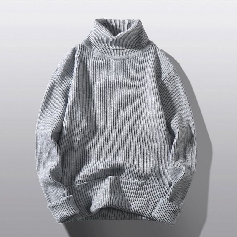 Men Fashion Casual Basic Autumn Winter Solid Color Long Sleeve Turtle Neck Knitted Sweater