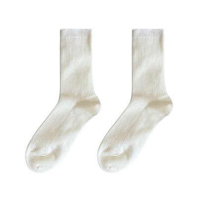 Solid Color Mid-Length Cotton Women Men Classic Screw Dress Socks