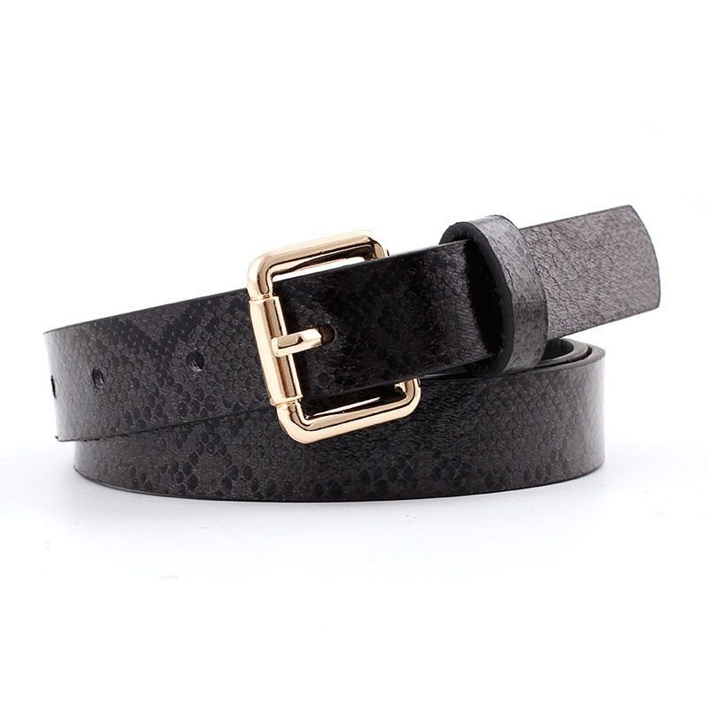 Women Simple Solid Color Snake Print PU Belt