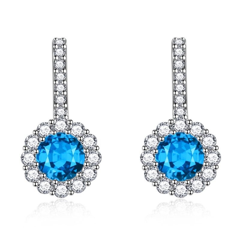 Women Fashion Multicolor Round Rhinestone Earrings