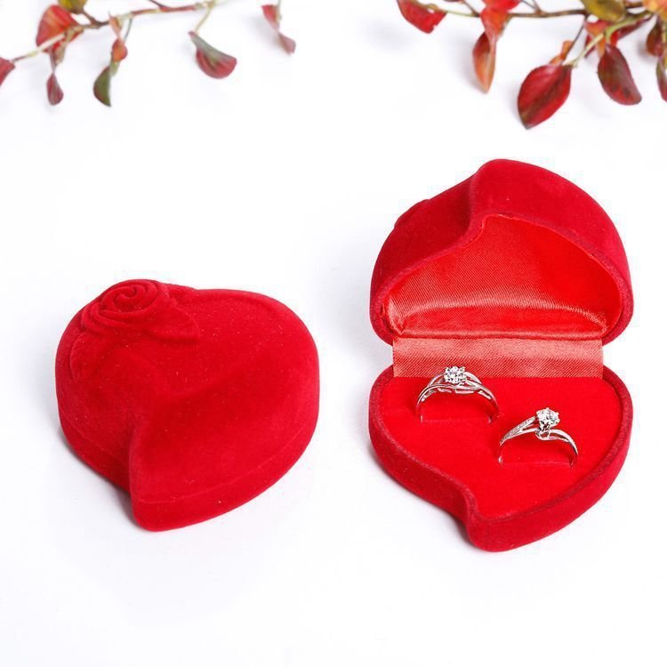 Valentine Day Heart Rose Jewelry Storage Packaging Ring Box