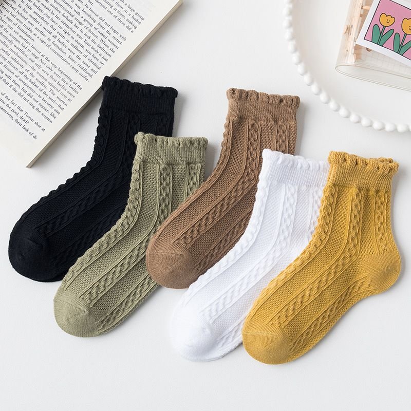 Kids Boys Girls Basic Casual Cute Solid Color Socks