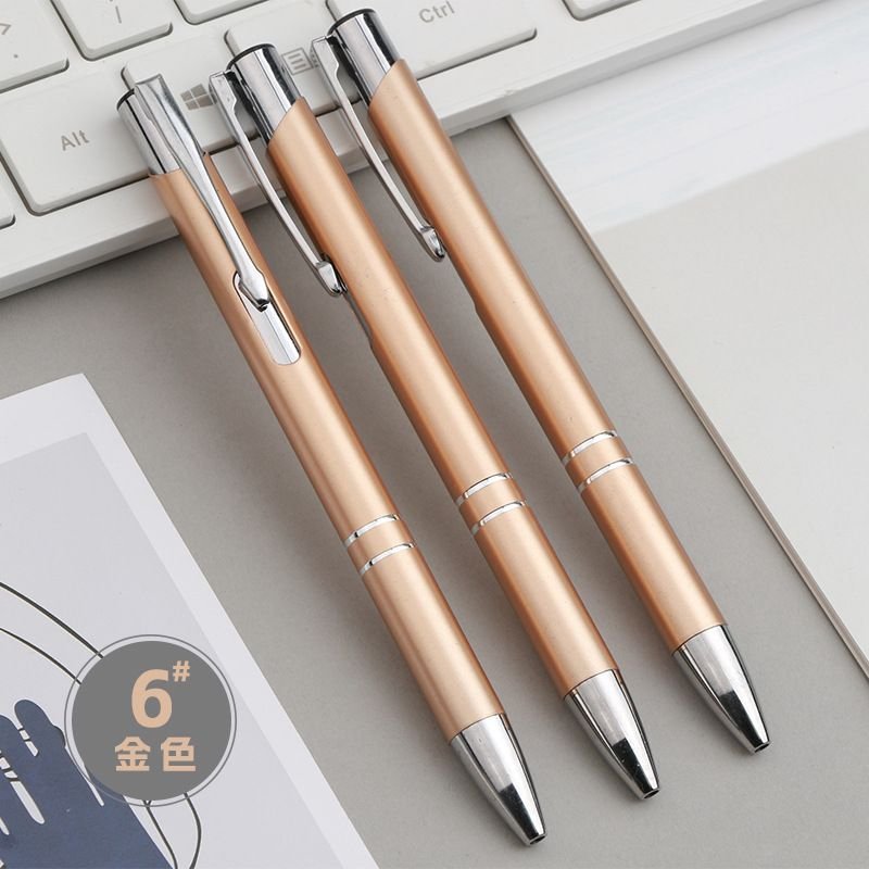 Simple Oblique Metal Pen Color Rod Spray Paint Push Aluminum Rod Double Coil Ballpoint Pen