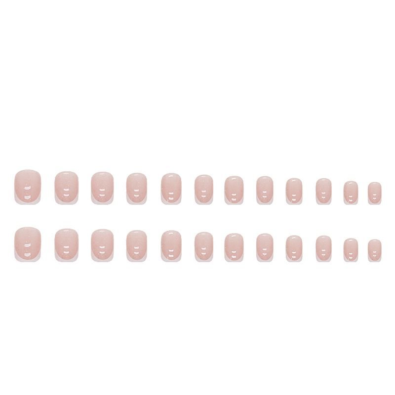 Simple Cute Pink Tender Glitter White Removable False Nails