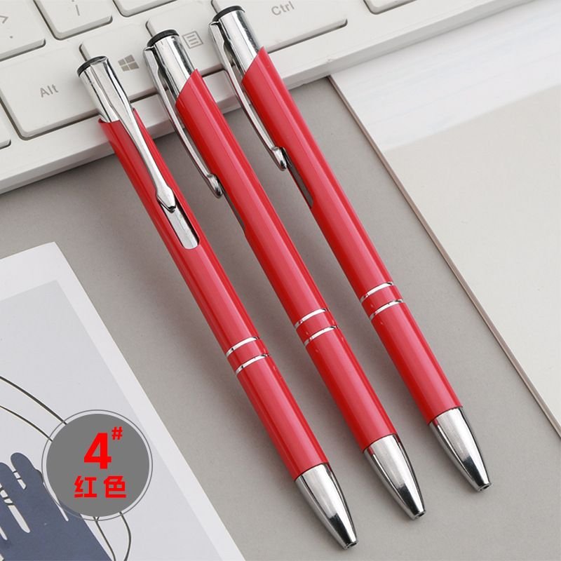 Simple Oblique Metal Pen Color Rod Spray Paint Push Aluminum Rod Double Coil Ballpoint Pen