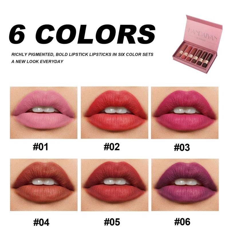 Handaiyan Women Simple Natural Easy To Color Six Matte Lipstick Set