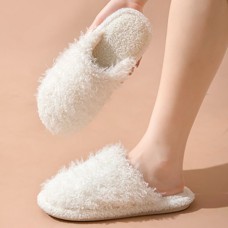 Autumn Winter Women Fashion Solid Color Plush Plus Size Home Slippers