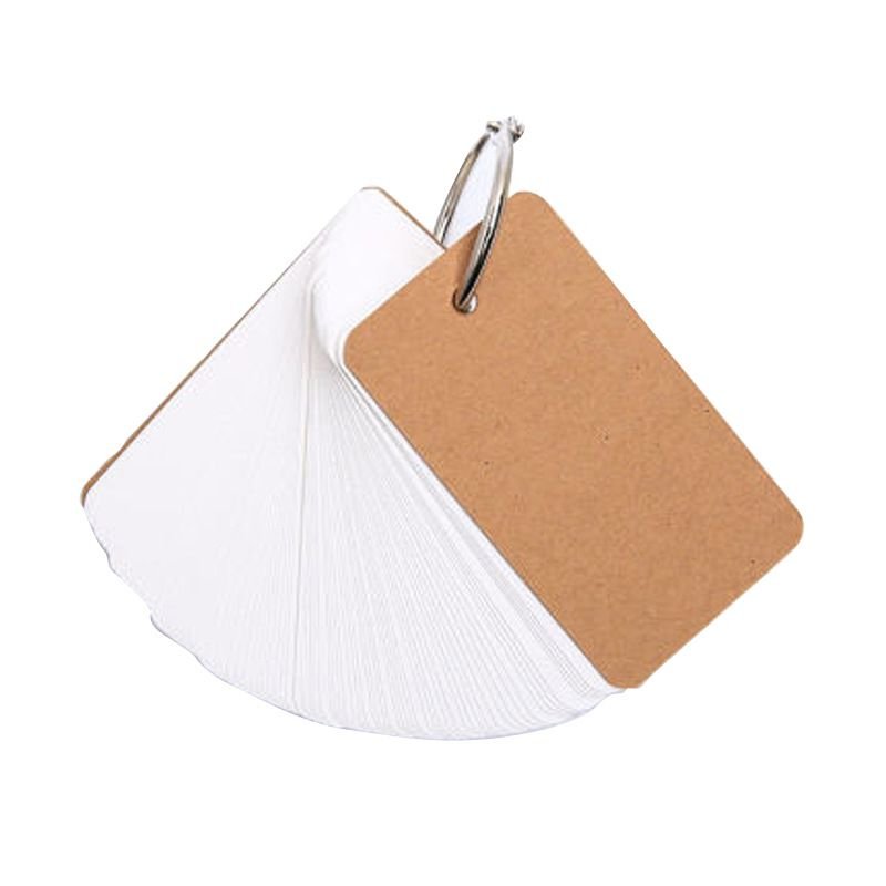 Simple Blank Small Card Portable English Words Memorizing Word Card Memory Ring Button