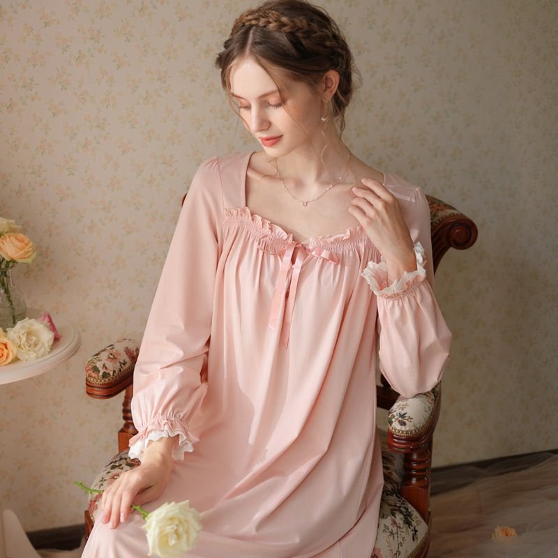 Women Fashion Sweet Lace Long Sleeve Home Pajamas