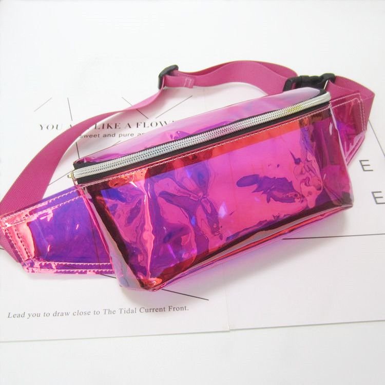 Women Fashion Symphony Laser Metal Color Transparent Clear Chest Bag