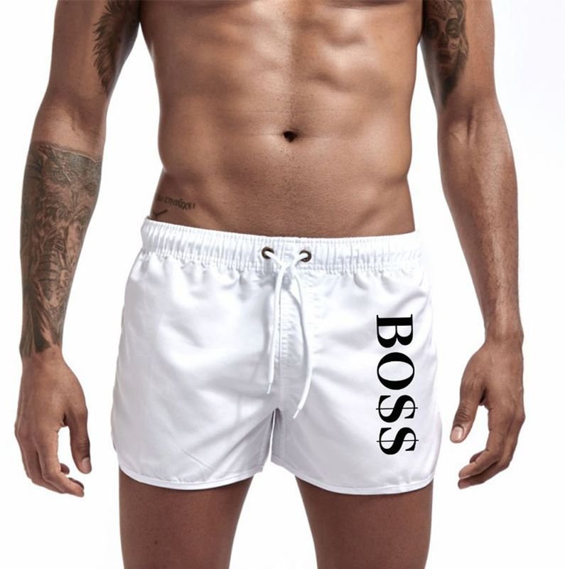 Men Summer Letter Print Colorful Swimwear Trunks Casual Beach Shorts