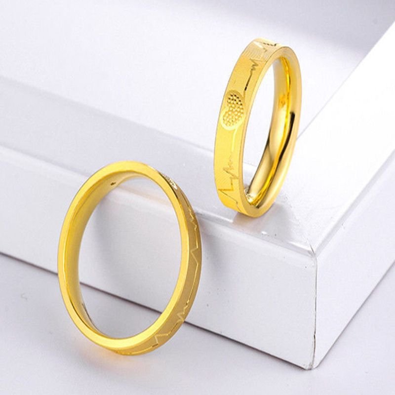 Simple Fashion Heart-Shaped Carved Couple Ring