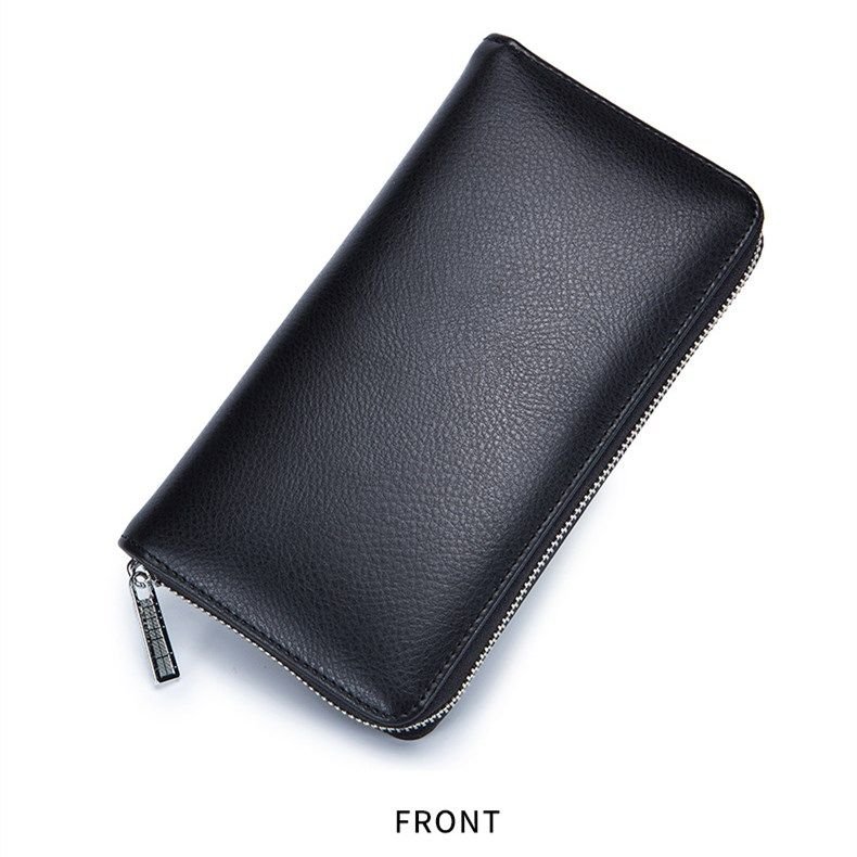 Leather Solid Color Long Zipper Magnetic Purse
