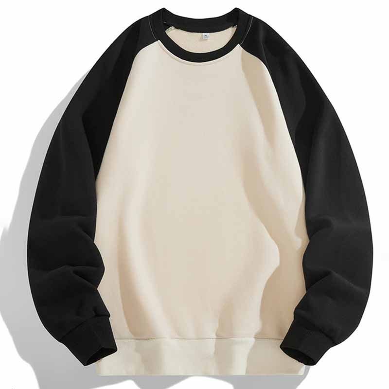 Men Fashion Casual Basic Color Matching Plus Size Long Sleeve Round Neck Sweatshirts