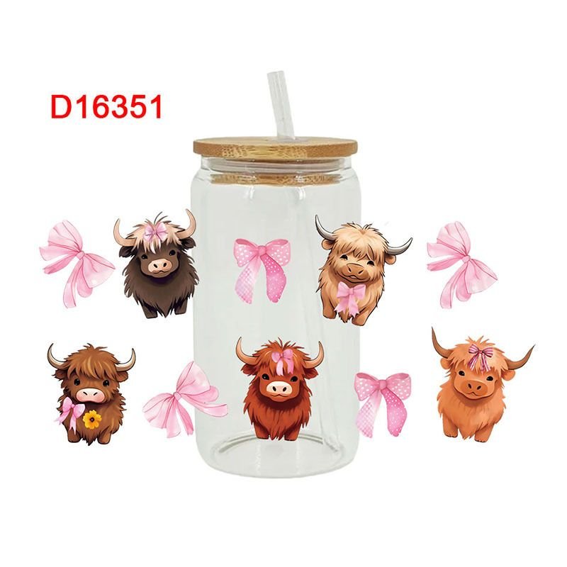 Cartoon Cute Sunflower Calf Printing UV Transfer Glass Crystal Paste