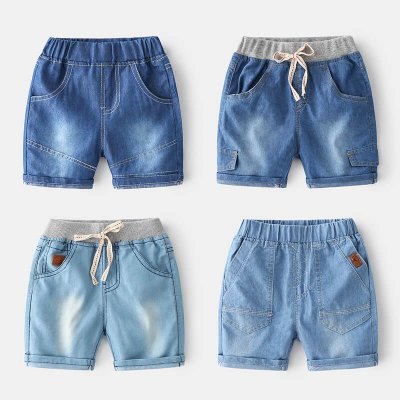 Boys Simple Elastic Design Denim Shorts