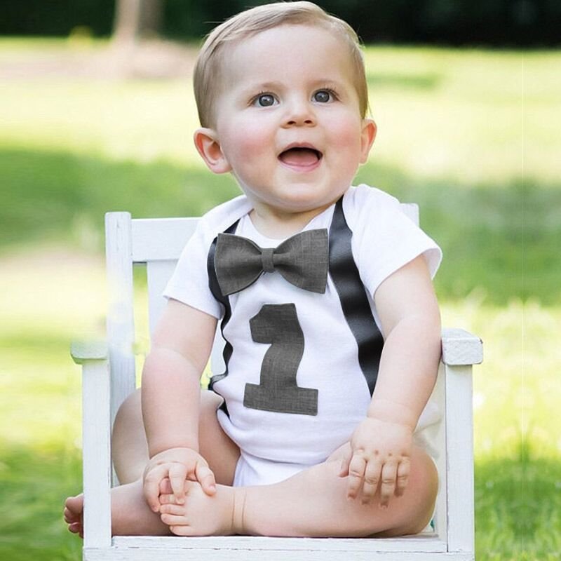 Baby Toddler Boys Clothes 1st Birthday Casual Short Sleeves Bodysuit