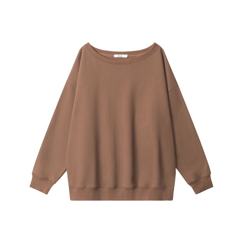 Women Casual Loose Solid Color Crewneck Long Sleeve Blank Sweatshirt