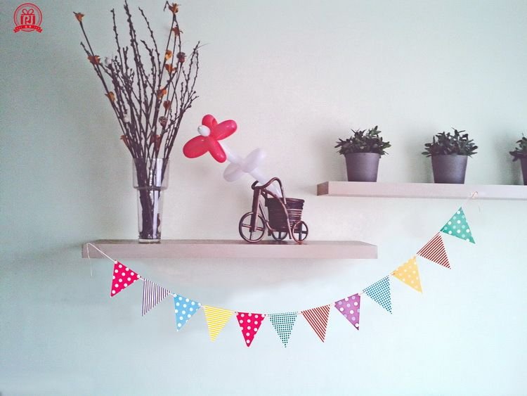 Birthday Party Paper Pennant Wave Point Colorful Flag Diy Banner