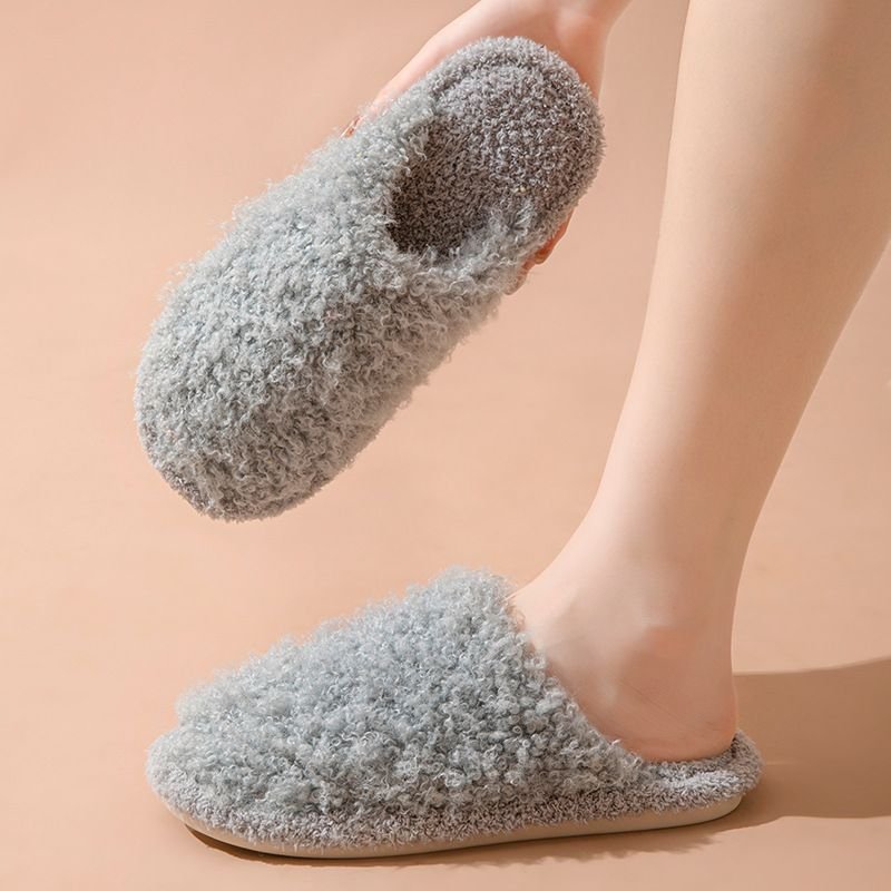 Autumn Winter Women Fashion Solid Color Plush Plus Size Home Slippers