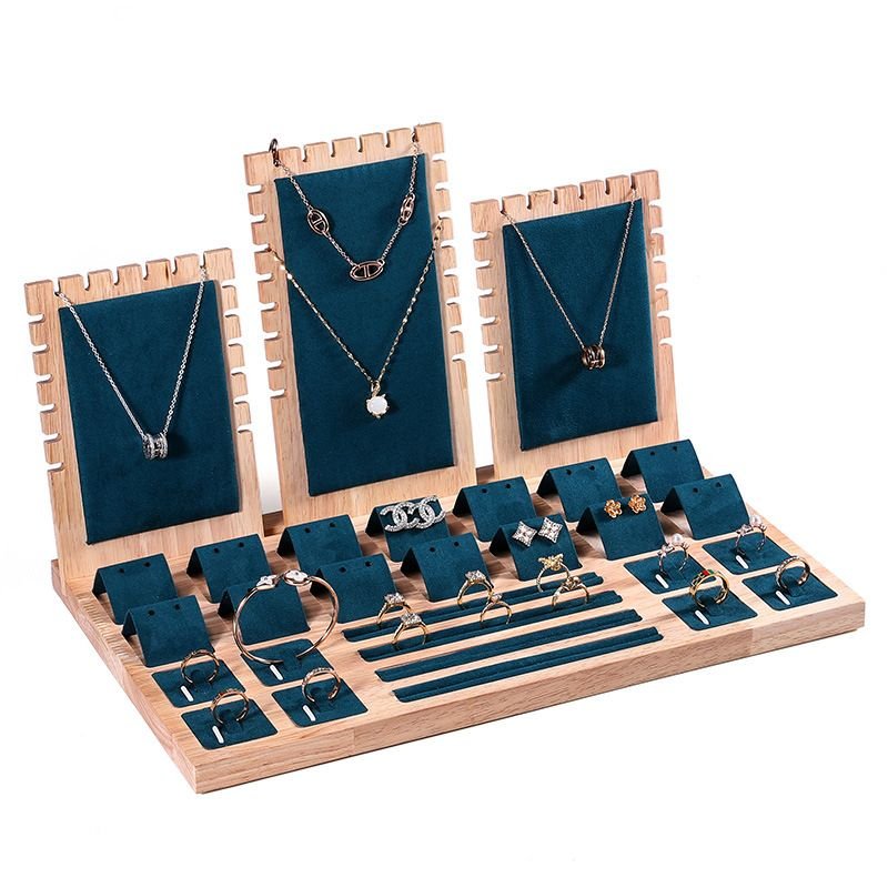 Simple Wood Flannel Jewelry Display Set