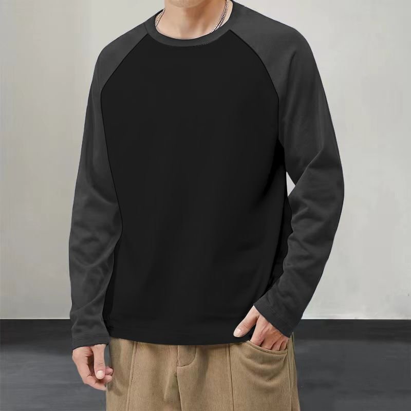 Men Casual Versatile Sports Color Matching Plus Size Long Sleeve T-Shirt