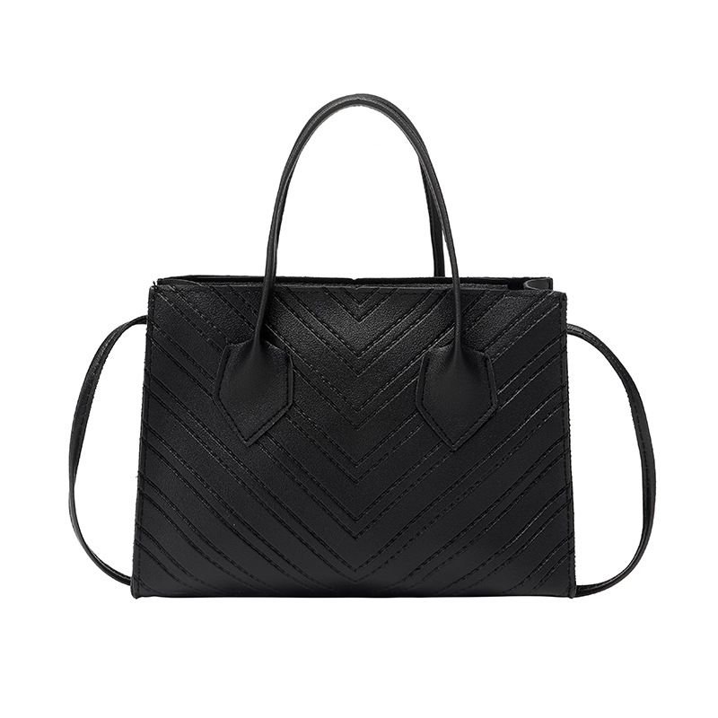 Fashion Solid Color Embossed Square HandBags Tote Bag